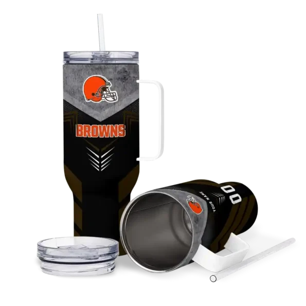 custom cleveland browns arrow armor brown black curved tumbler high quality.webp