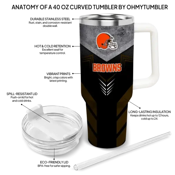 custom cleveland browns arrow armor brown black curved tumbler new arrival.webp