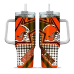 custom cleveland browns arrow burst brown curved tumbler best selling.webp