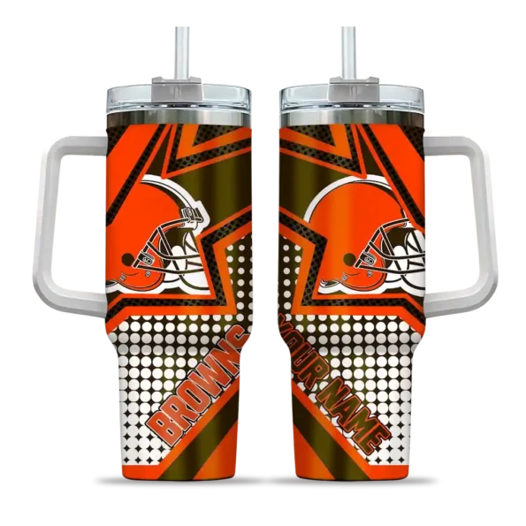custom cleveland browns arrow burst brown curved tumbler best selling.webp