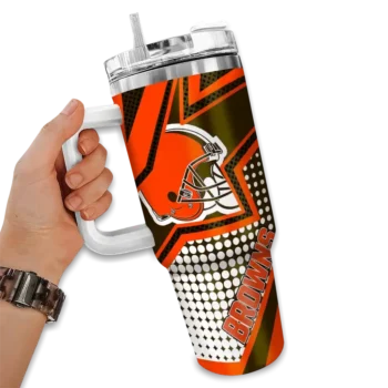 custom cleveland browns arrow burst brown curved tumbler fashion forward.webp
