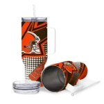 custom cleveland browns arrow burst brown curved tumbler best selling.webp