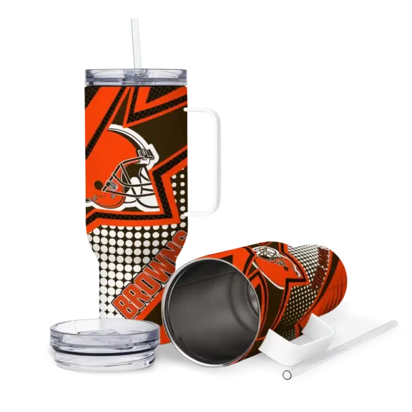 custom cleveland browns arrow burst brown curved tumbler high quality.webp