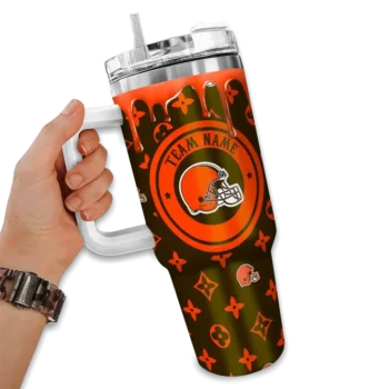 custom cleveland browns bullseye drips brown curved tumbler fashion forward.webp