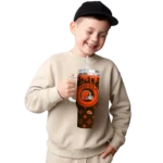 custom cleveland browns bullseye drips brown curved tumbler best selling.webp