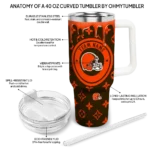 custom cleveland browns bullseye drips brown curved tumbler best selling.webp