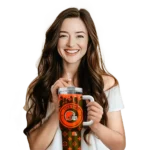 custom cleveland browns bullseye drips brown curved tumbler best selling.webp