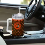 custom cleveland browns bullseye drips brown curved tumbler best selling.webp