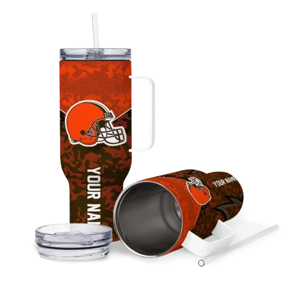 custom cleveland browns chevron stripe brown curved tumbler high quality.webp