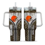 custom cleveland browns leopard zipper brown curved tumbler best selling.webp