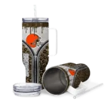 custom cleveland browns leopard zipper brown curved tumbler best selling.webp