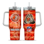 custom cleveland browns marbled stripes brown curved tumbler best selling.webp