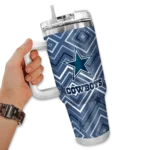 custom dallas cowboys bold diamonds blue curved tumbler best selling.webp