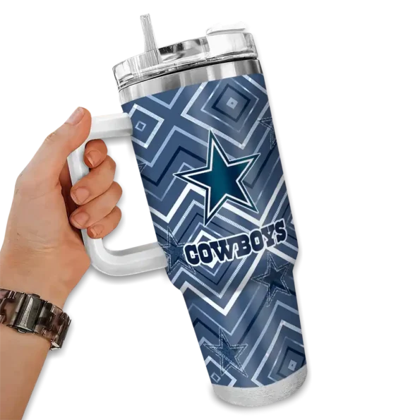 custom dallas cowboys bold diamonds blue curved tumbler fashion forward.webp