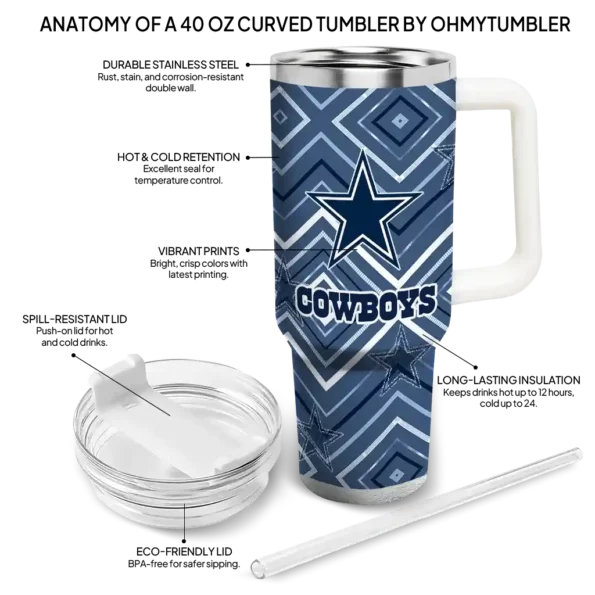 custom dallas cowboys bold diamonds blue curved tumbler new arrival.webp