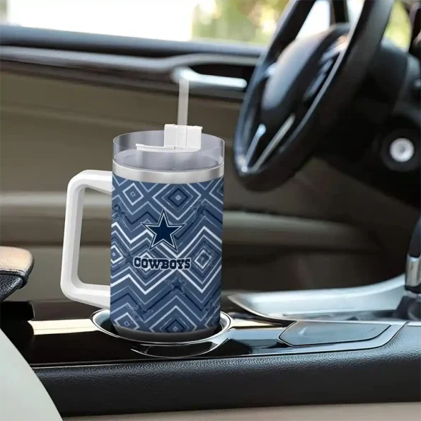 custom dallas cowboys bold diamonds blue curved tumbler trendy.webp