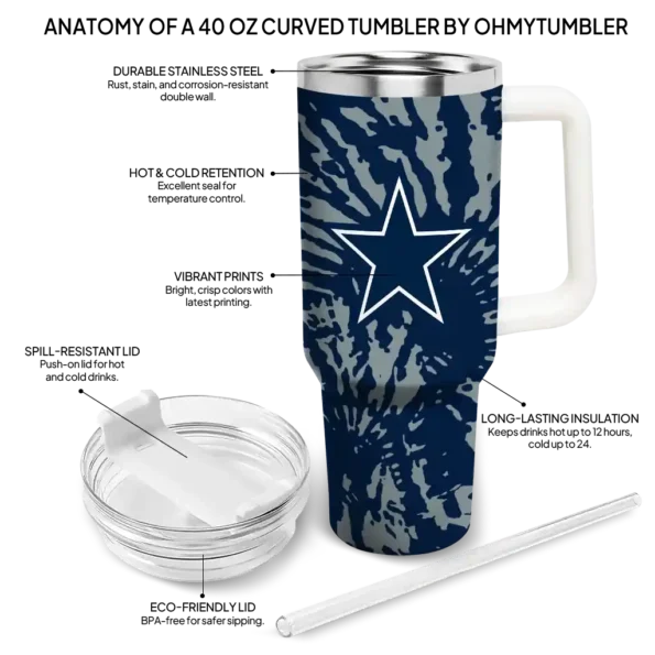 custom dallas cowboys burst swirl blue curved tumbler new arrival.webp