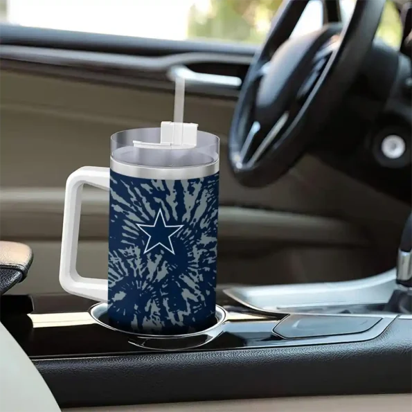 custom dallas cowboys burst swirl blue curved tumbler trendy.webp