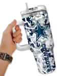 custom dallas cowboys camo mashup blue white curved tumbler best selling.webp