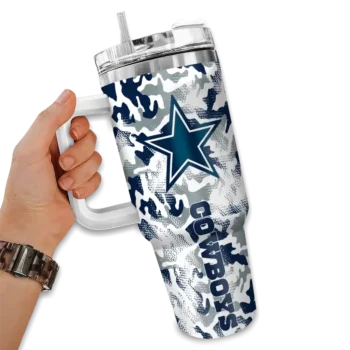 custom dallas cowboys camo mashup blue white curved tumbler fashion forward.webp