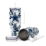 custom dallas cowboys camo mashup blue white curved tumbler best selling.webp
