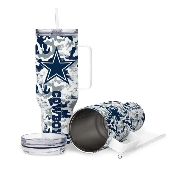 custom dallas cowboys camo mashup blue white curved tumbler high quality.webp