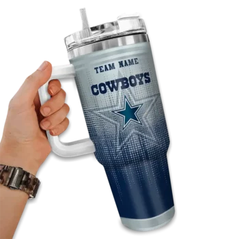custom dallas cowboys gradient dots blue curved tumbler fashion forward.webp