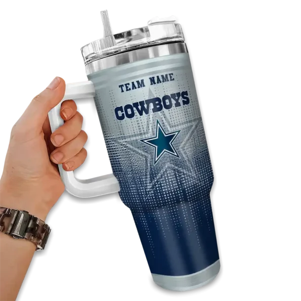 custom dallas cowboys gradient dots blue curved tumbler fashion forward.webp