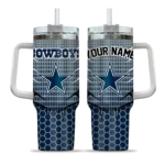 custom dallas cowboys hex texture blue curved tumbler best selling.webp