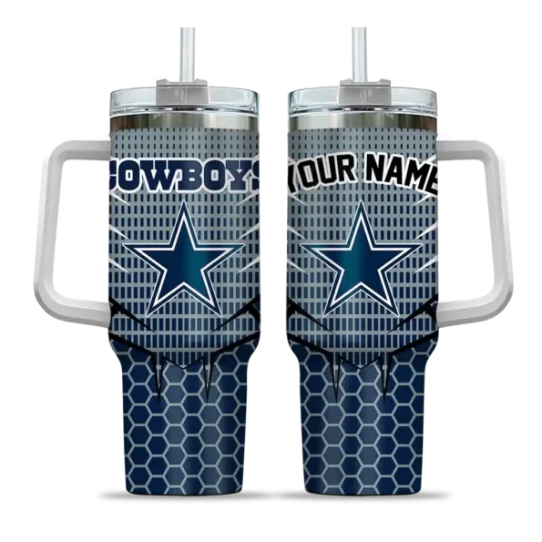 custom dallas cowboys hex texture blue curved tumbler best selling.webp