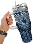 custom dallas cowboys hex texture blue curved tumbler best selling.webp