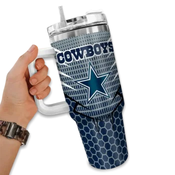 custom dallas cowboys hex texture blue curved tumbler fashion forward.webp
