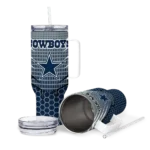 custom dallas cowboys hex texture blue curved tumbler best selling.webp