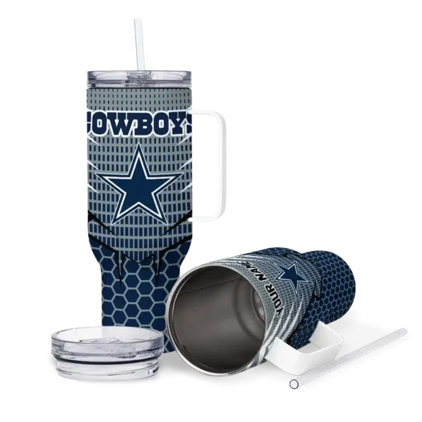 custom dallas cowboys hex texture blue curved tumbler high quality.webp