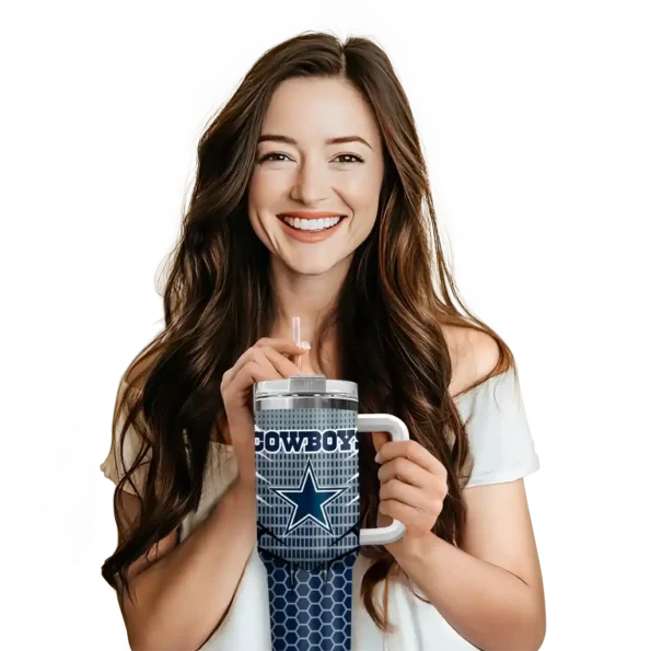 custom dallas cowboys hex texture blue curved tumbler premium grade.webp