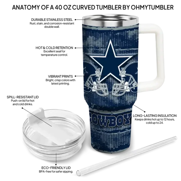 custom dallas cowboys honey streaks blue curved tumbler new arrival.webp
