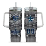 custom dallas cowboys superman shield blue gray curved tumbler best selling.webp