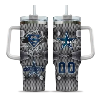 custom dallas cowboys superman shield blue gray curved tumbler best selling.webp