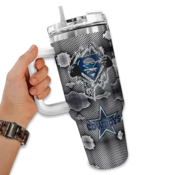 custom dallas cowboys superman shield blue gray curved tumbler fashion forward.webp