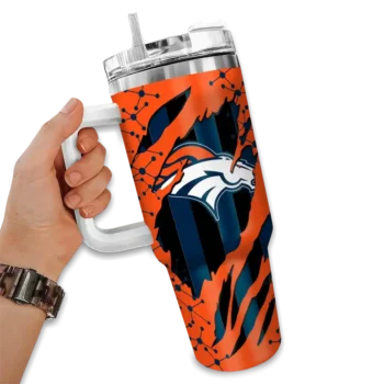 custom denver broncos claw cut orange black curved tumbler fashion forward.webp