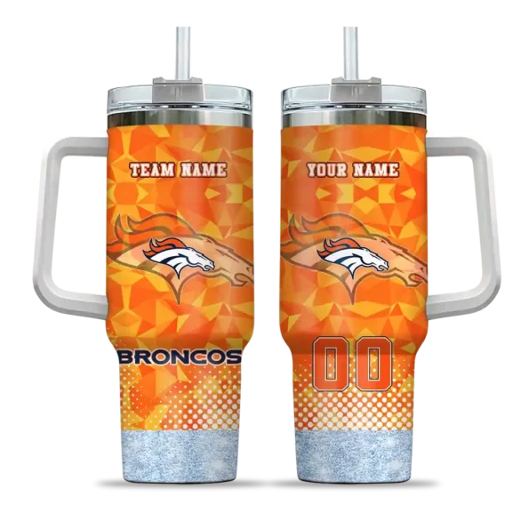custom denver broncos geometric prism orange curved tumbler best selling.webp