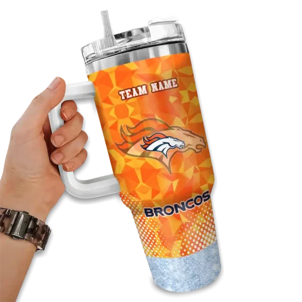 custom denver broncos geometric prism orange curved tumbler fashion forward.webp