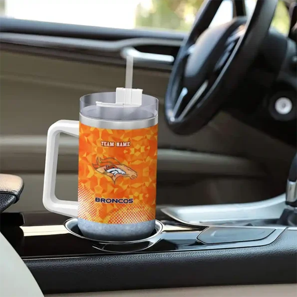 custom denver broncos geometric prism orange curved tumbler trendy.webp