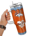 custom denver broncos heart helmet motif orange curved tumbler best selling.webp