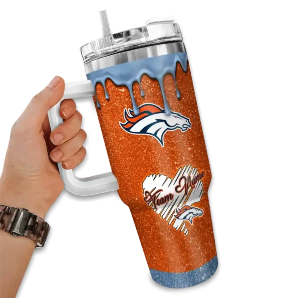 custom denver broncos heart helmet motif orange curved tumbler fashion forward.webp
