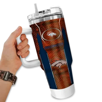 custom denver broncos hexagon armor orange curved tumbler fashion forward.webp