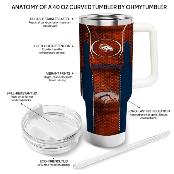 custom denver broncos hexagon armor orange curved tumbler new arrival.webp