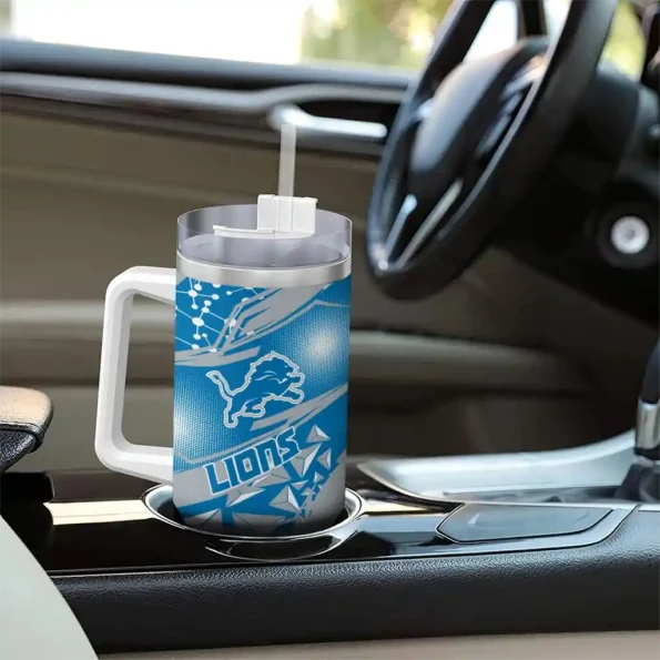 custom detroit lions abstract paths blue curved tumbler trendy.webp