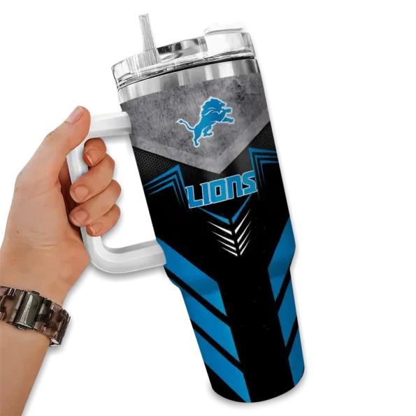 custom detroit lions arrow armor blue black curved tumbler fashion forward.webp
