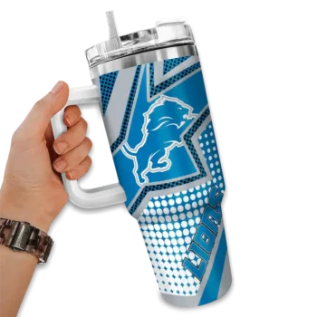 custom detroit lions arrow burst blue curved tumbler fashion forward.webp
